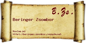 Beringer Zsombor névjegykártya
